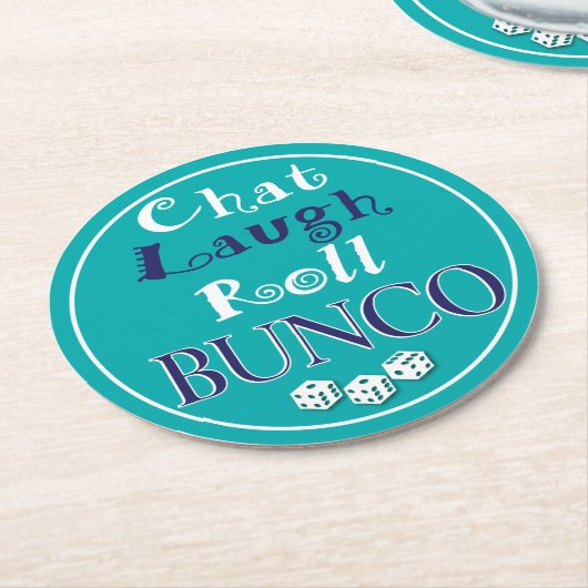 Chat Laugh Roll Bunco Party Girl Night Runder Pappuntersetzer (Angewinkelt)