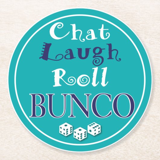Chat Laugh Roll Bunco Party Girl Night Runder Pappuntersetzer (Vorderseite)