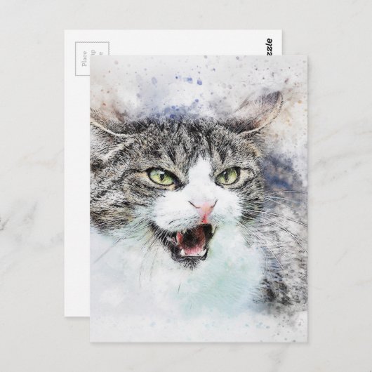 Chat-Lieblingskunst abstrakte Aquarellkunst Postkarte (Vorne/Hinten)