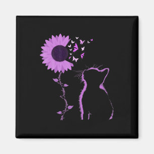 Chat Look Lila Sonnenblumen Schmetterling Überdosi Magnet