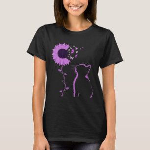Chat Look Lila Sonnenblumen Schmetterling Überdosi T-Shirt
