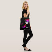 Chat Lover Black Cocktail Pink Modernes Monogramm Tasche (Am Model)