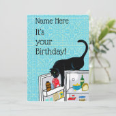 Chat lustig Geburtstag 9 Leben Karte (Stehend Vorderseite)