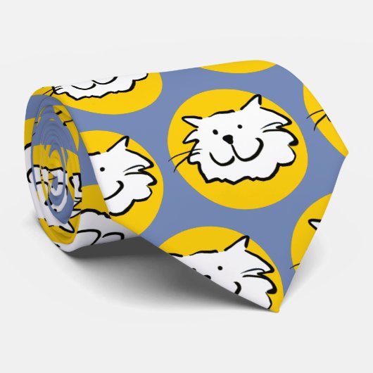 Chat lustiges Gesichtsdesign Krawatte (Gerollt)
