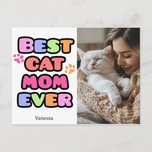 Chat-Mama-Postkarte mit benutzerdefiniertem Foto u Postkarte (Vorderseite)