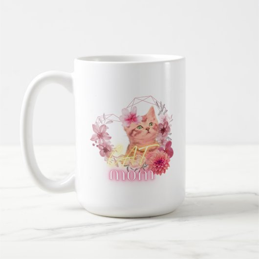 Chat Mama Tasse - Niedlicher Kaffee-Teppichkissen (Links)