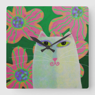 Chat mit Blume Abstrakt Art Square Uhr