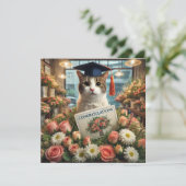 Chat mit Blume mit Glückwunschkarte (Stehend Vorderseite)