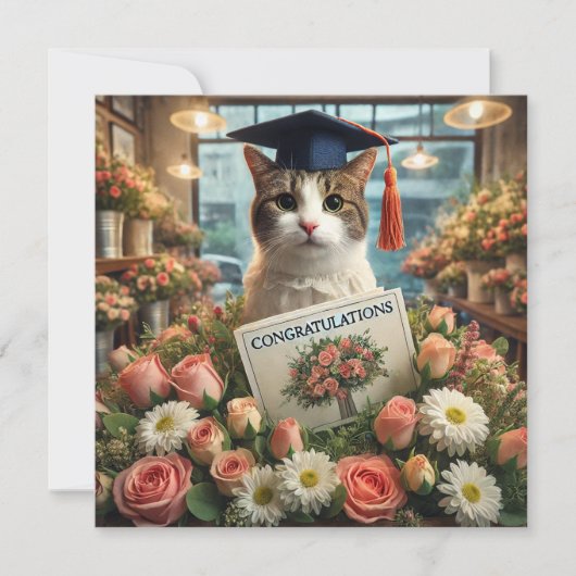 Chat mit Blume mit Glückwunschkarte (Vorderseite)