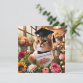 Chat mit Blume mit Glückwunschkarte (Stehend Vorderseite)