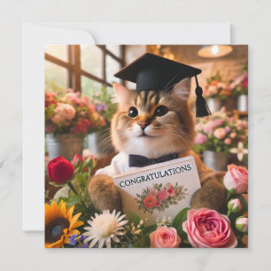 Chat mit Blume mit Glückwunschkarte