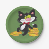 Chat mit Geldpapier-Tellern Pappteller (Vorderseite)