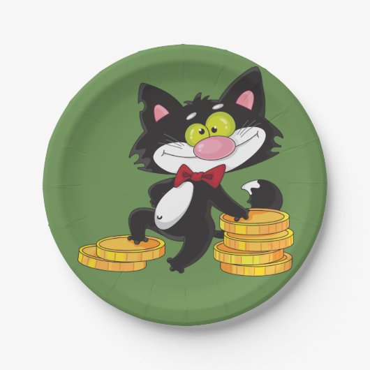 Chat mit Geldpapier-Tellern Pappteller (Vorderseite)