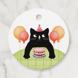 Chat mit Party-Hut und Geburtstagskuchen Geschenkanhänger