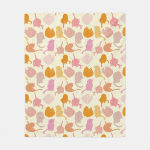 Chat Muster Rosa Orange Fleecedecke