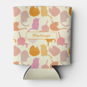 Chat Muster rosa Orange Personalisiert Dosenkühler (Vorderseite)