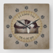Chat Nickerchen Clock 😸 Quadratische Wanduhr (Vorderseite)