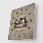 Chat Nickerchen Clock 😸 Quadratische Wanduhr (Winkel)