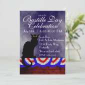 Chat Noir Bastille Day Einladung (Stehend Vorderseite)