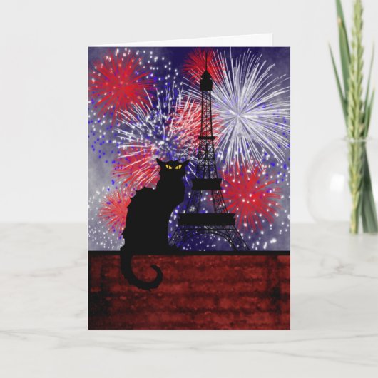 Chat Noir Bastille Day Karte (Vorderseite)