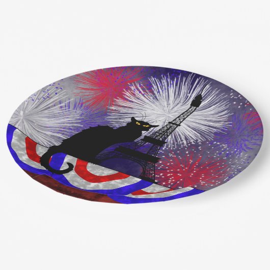 Chat Noir Bastille Day Pappteller (Schrägansicht)