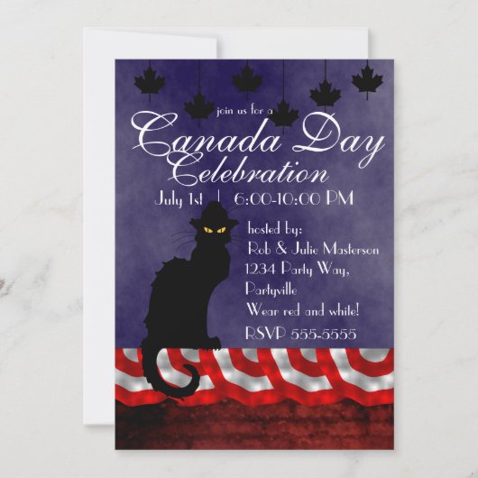 Chat Noir Canada Day Einladung (Vorderseite)