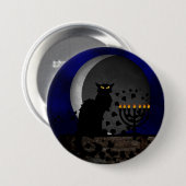 Chat Noir Chanukah mit Menorah Button (Vorne & Hinten)