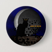Chat Noir Chanukah mit Menorah Button (Vorderseite)