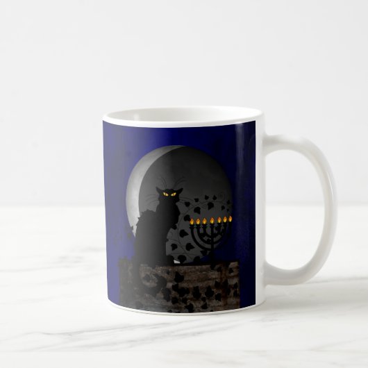 Chat Noir Chanukah mit Menorah Kaffeetasse (Rechts)