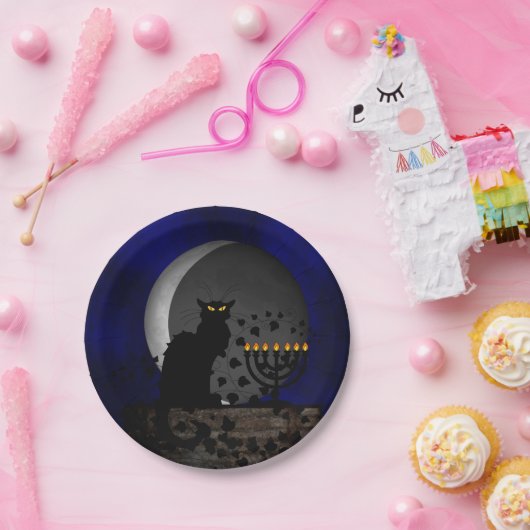 Chat Noir Chanukah mit Menorah Pappteller (Party)