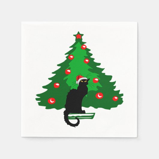 Chat Noir Christmas Serviette (Vorderseite)