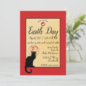 Chat Noir Earth Day Einladung (Stehend Vorderseite)