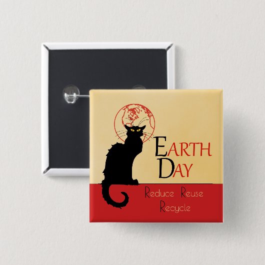 Chat Noir Earth Day Reduce Wiederverwendung Gerecy Button (Vorne & Hinten)