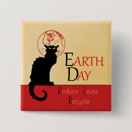 Chat Noir Earth Day Reduce Wiederverwendung Gerecy Button