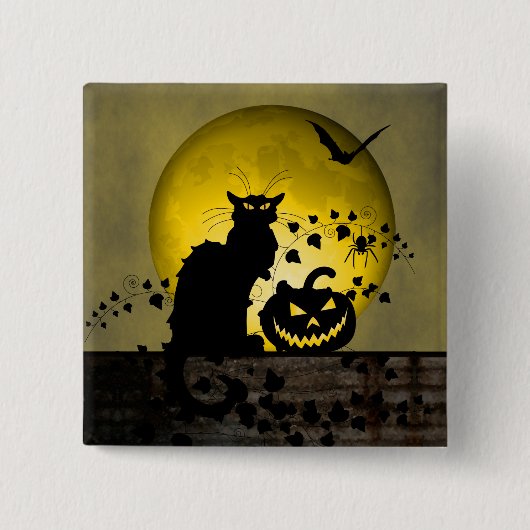 Chat Noir Halloween Button (Vorderseite)