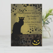 Chat Noir Halloween Einladung (Stehend Vorderseite)