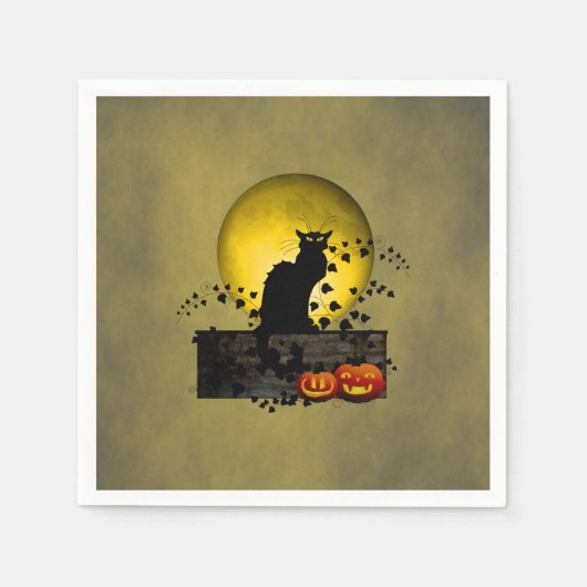 Chat Noir Halloween Serviette (Vorderseite)