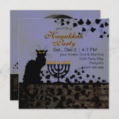 Chat Noir Hanukkah Einladung (Vorne/Hinten)