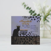 Chat Noir Hanukkah Einladung (Stehend Vorderseite)