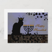 Chat Noir Hanukkah Feiertagspostkarte (Vorne/Hinten)