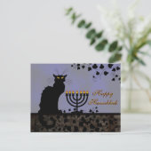Chat Noir Hanukkah Feiertagspostkarte (Stehend Vorderseite)