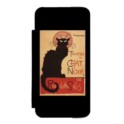Chat-Noir Kabaretttroupe-schwarze Incipio iPhone Geldbeutel-Hülle (Folio Vorderseite)