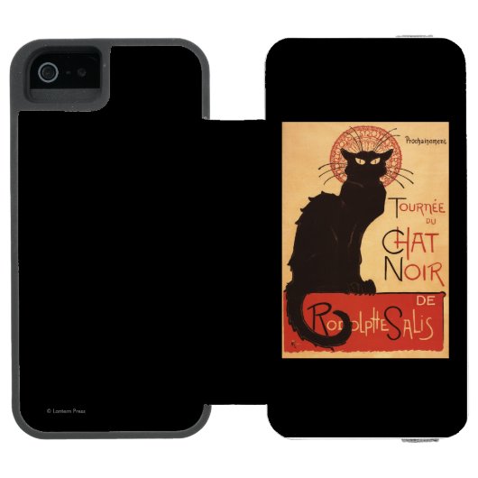 Chat-Noir Kabaretttroupe-schwarze Incipio iPhone Geldbeutel-Hülle (Folio Geöffnet)