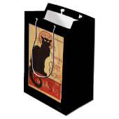 Chat-Noir Kabaretttroupe-schwarze Mittlere Geschenktüte (Rückseite Schrägansicht)