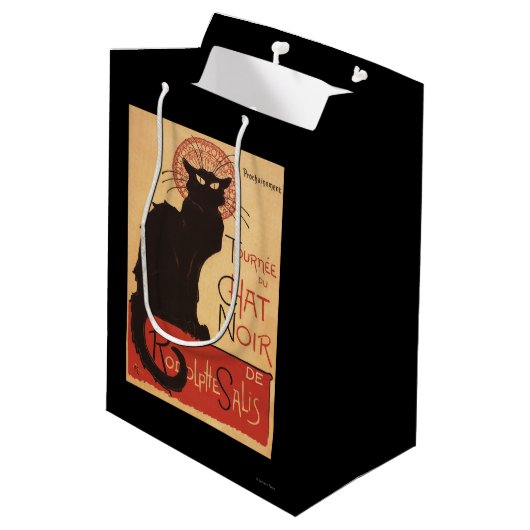 Chat-Noir Kabaretttroupe-schwarze Mittlere Geschenktüte (Rückseite Schrägansicht)