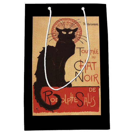 Chat-Noir Kabaretttroupe-schwarze Mittlere Geschenktüte (Vorderseite)