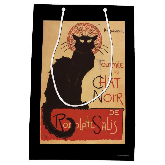 Chat-Noir Kabaretttroupe-schwarze Mittlere Geschenktüte (Rückseite)