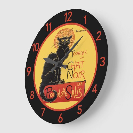 Chat Noir Large Clock Große Wanduhr (Winkel)
