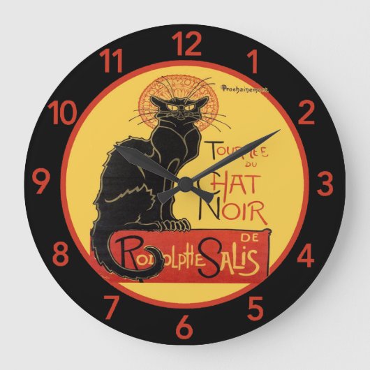 Chat Noir Large Clock Große Wanduhr (Vorderseite)