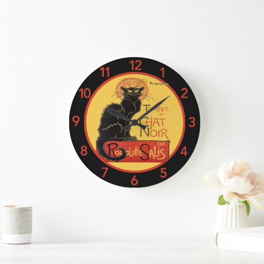 Chat Noir Large Clock Große Wanduhr (Zuhause)